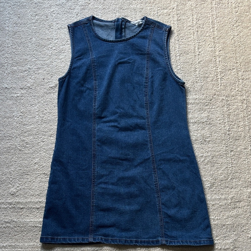 Vigoss Dark Blue Sleeveless Denim Shift Dress